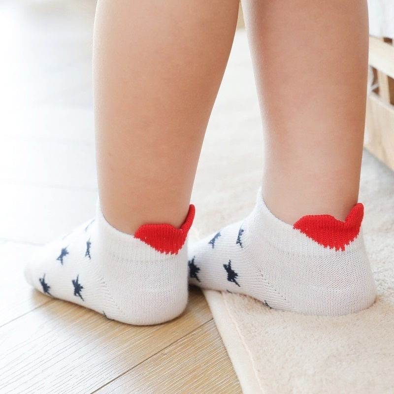 5 Paar herzige Baumwollkindersocken mit Fersenmotiv