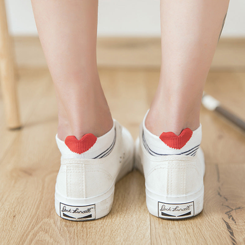 herzige Damensneakersocke mit Fersenmotiv