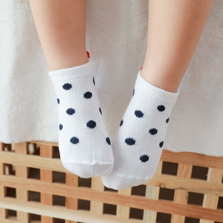 5 Paar herzige Baumwollkindersocken mit Fersenmotiv