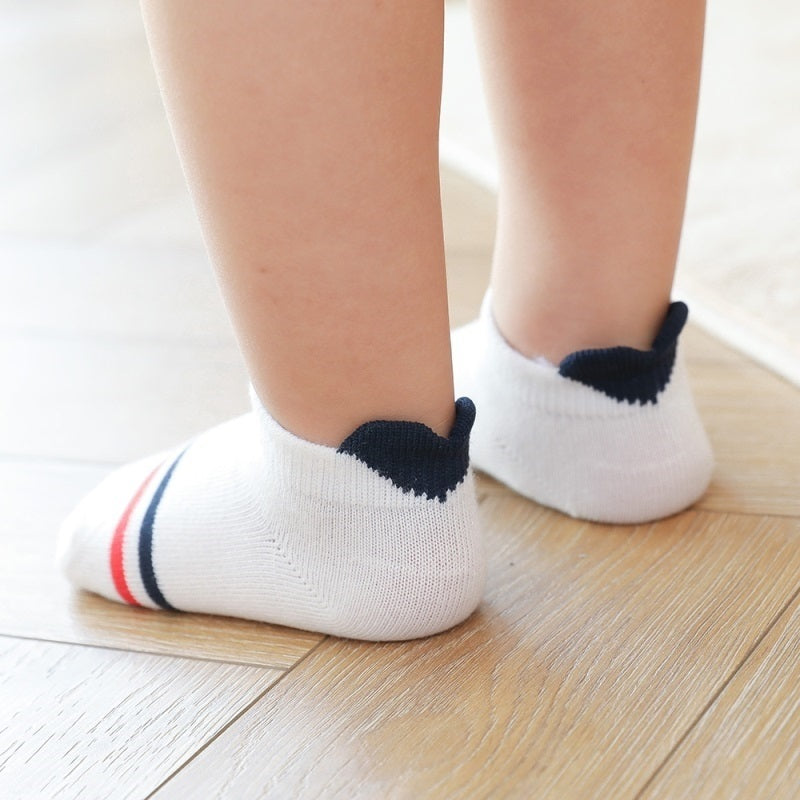 5 Paar herzige Baumwollkindersocken mit Fersenmotiv